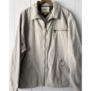 Vintage 90's County Seat Jacket Harrington Cotton Canvas L Tan Utility Boxy